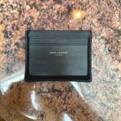 SAINT LAURENT LEATHER GRAIN CARDHOLDER WALLET
