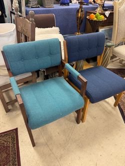 Pair of Mid-Century Upholstered Arm Chairs