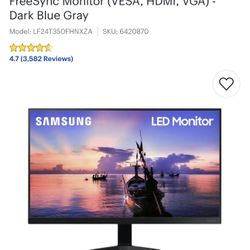 Samsung - 24" T350 Series IPS LED, FHD, AMD FreeSync Monitor (VESA, HDMI, VGA)