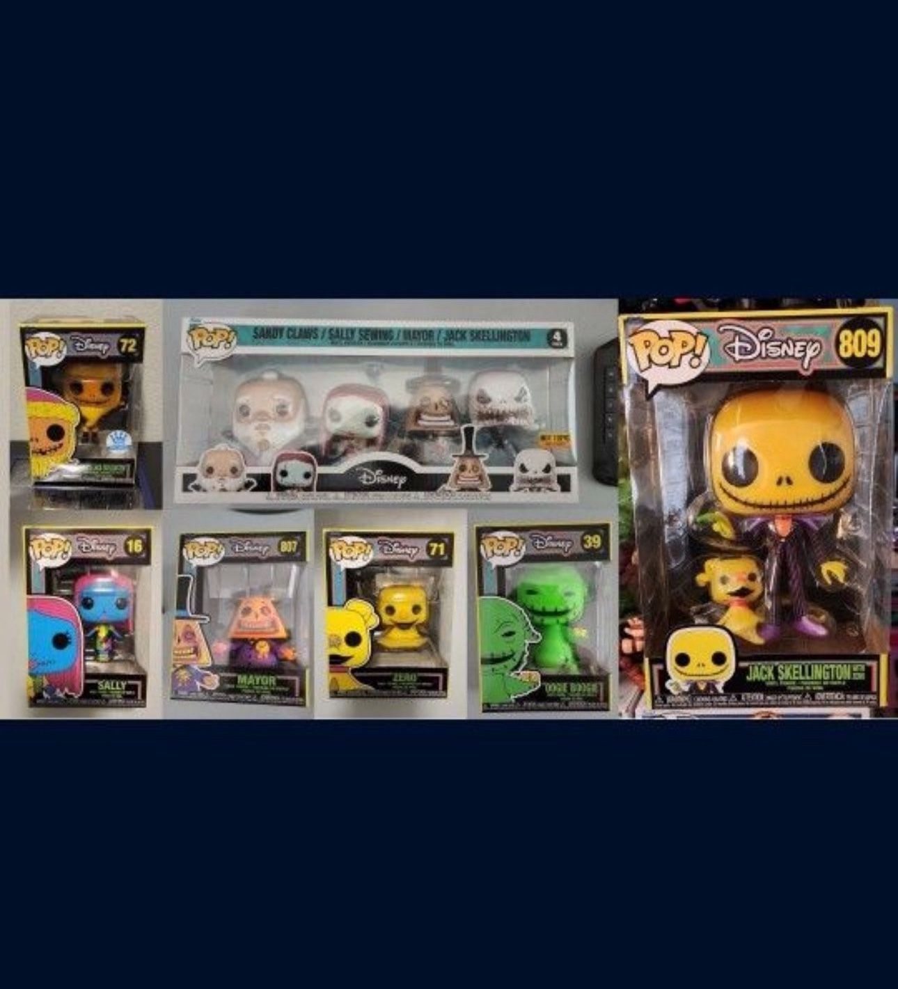 Funko Nightmare Before Christmas, Jack, Sally, Mayor, Zero, Oogie, Sandy Claws