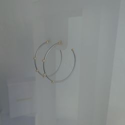 Modern Two-Tone post Hoops 925  Silver