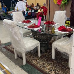 Elegant Glass 5pc Dining Set