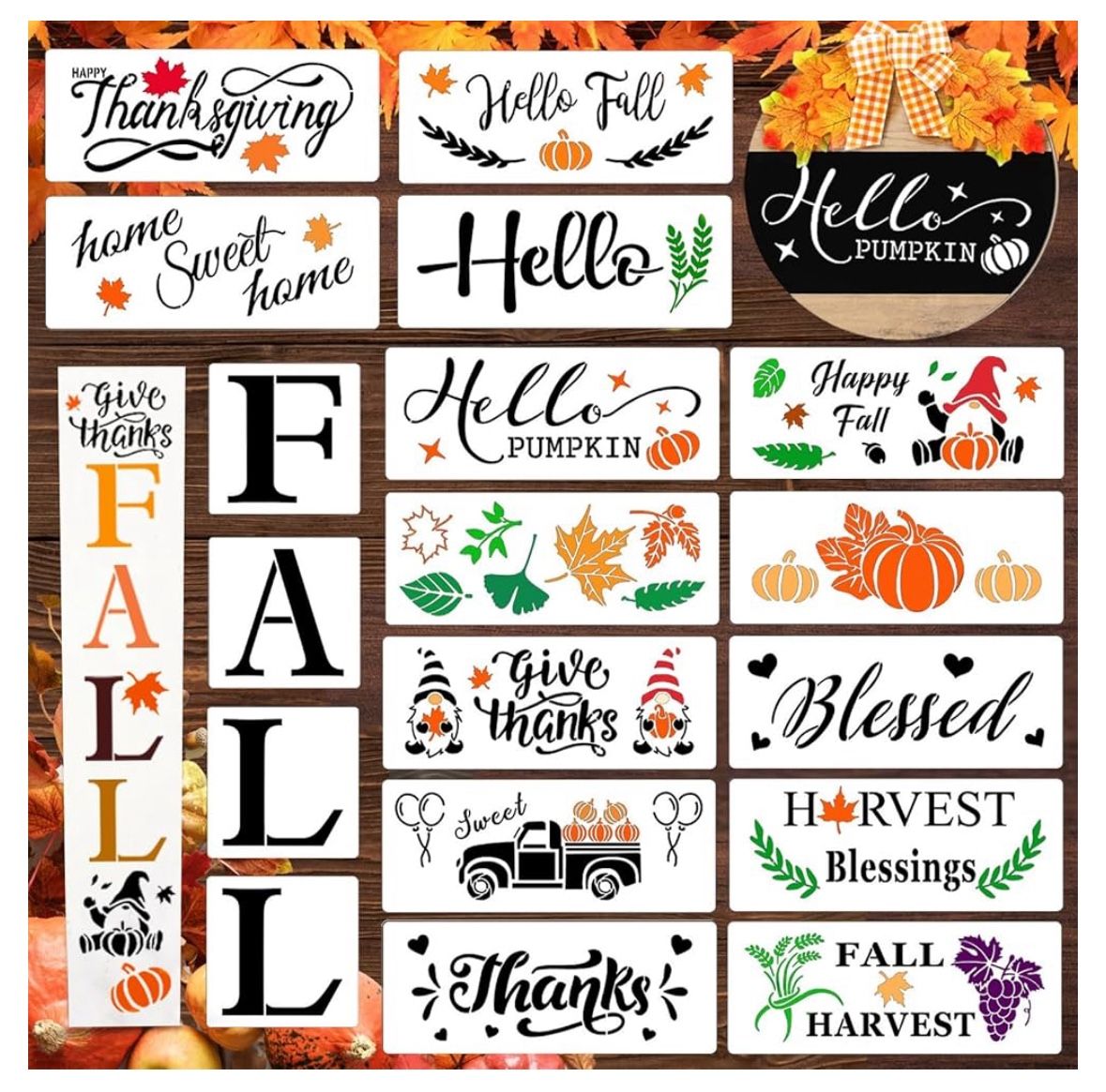 New 18PCS 14' Fall Stencils for Painting