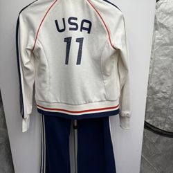 Vintage Adidas Woman’s Tracksuit Jacket & Pants USA Embroidered Logo Size Medium- Stains