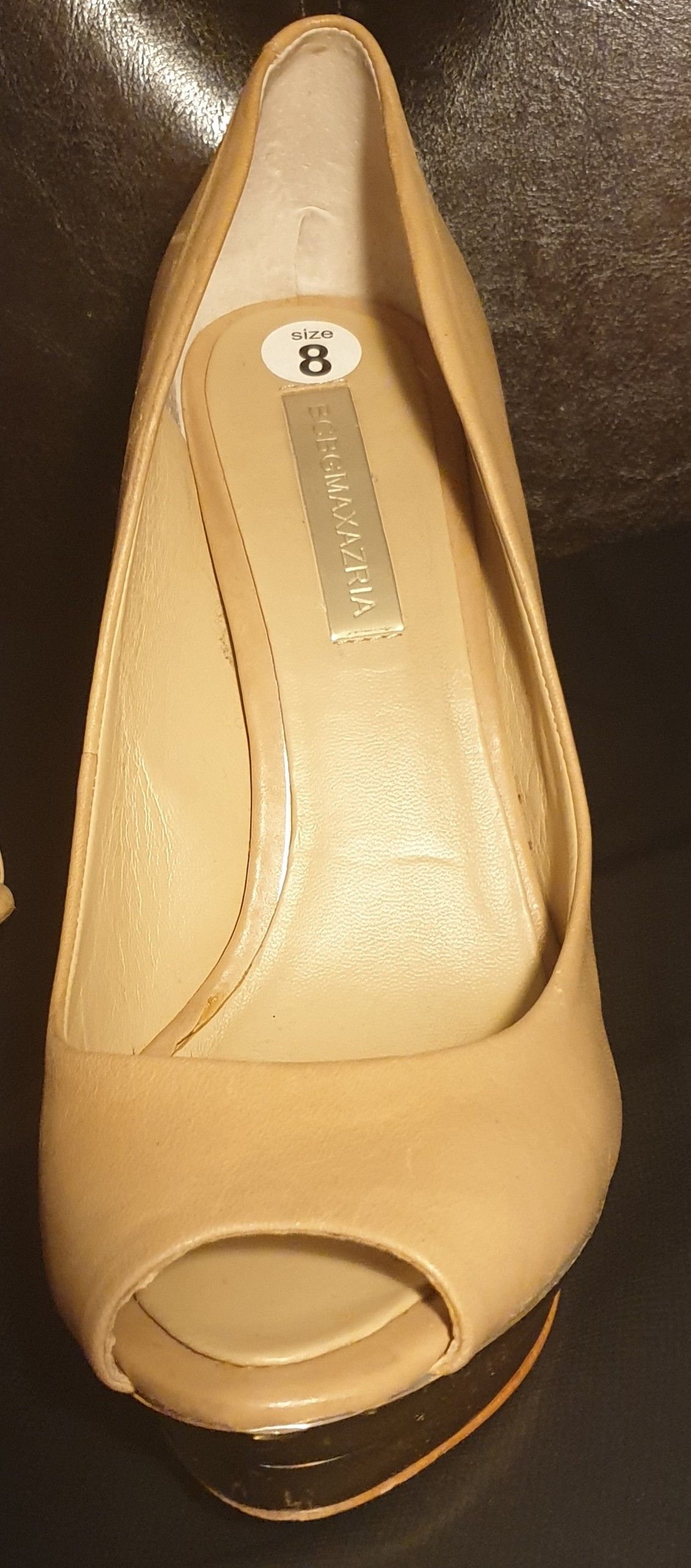 BCBG Max Azria Nude Gold Platform Heels