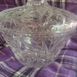 Antique Crystal Candy Bowl W/Lid 