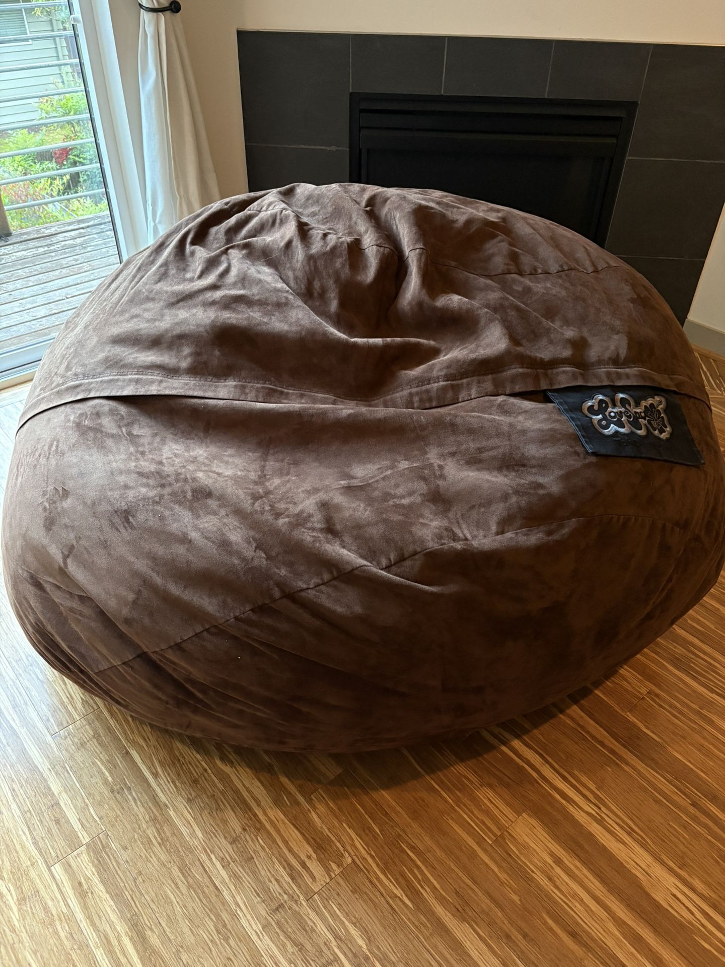 5’ LoveSac Suede Brown Bean Bag Chair