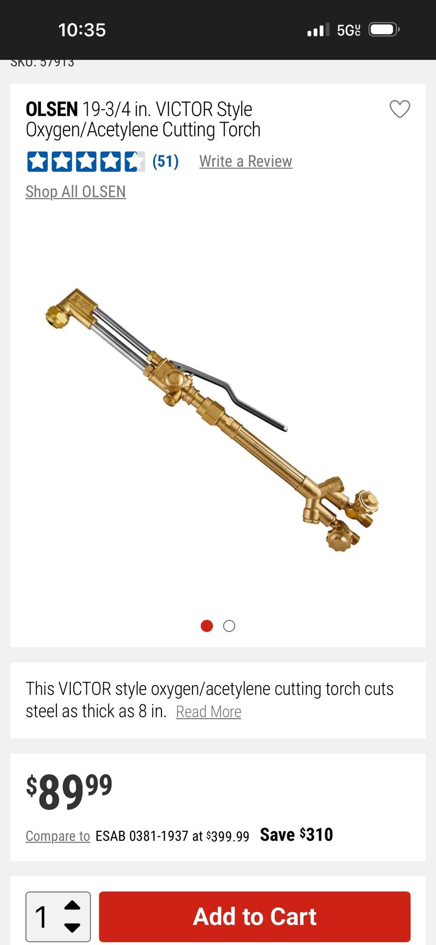 Oxygen/Acetylene Cutting Torch