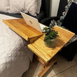 Rolling Teak Tray Table