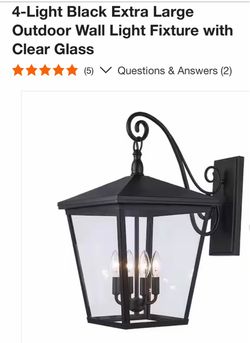 Extra Large 4-Light Black Outdoor Wall Light Fixture with Clear Glass