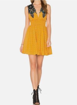 Free People brand Mustard Yellow Boho Mini Dress