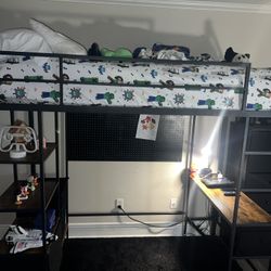 Bunkbed Fits Twin Mattress W/ Built In Desk
