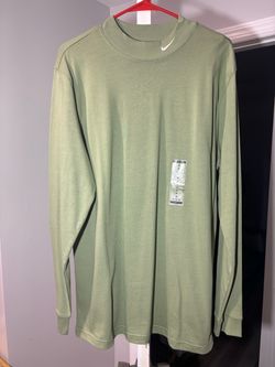 NWT Nike Sportswear Long-Sleeve Mock-Neck Shirt Oil Green DX5868-386 Mens Medium
