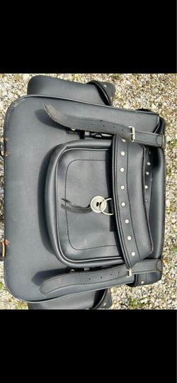 Black Leather Motorcycle Saddlebags