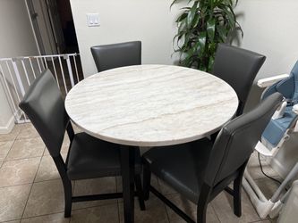 White Marble Dining Room Table Set