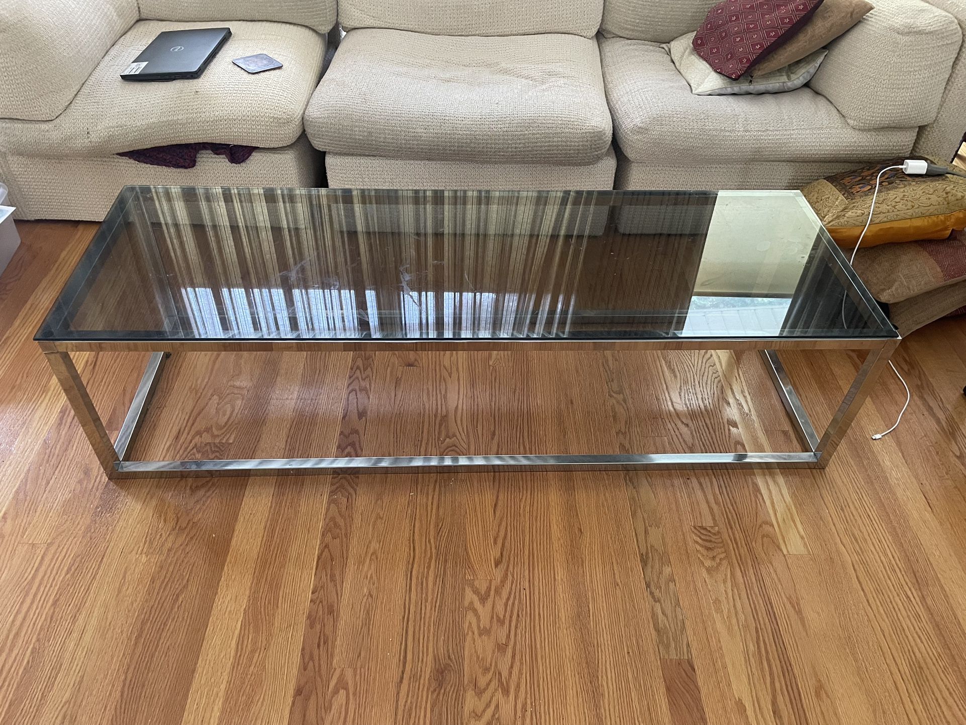 MCM Chrome table With Smoked Grey Glass