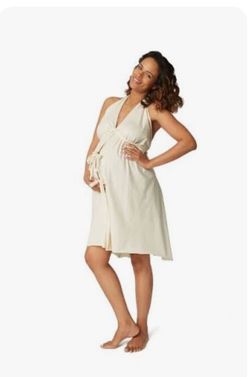 Cream Maternity Halter Wrap Dress