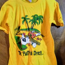 PARTIES OVER BUDWEISER SPUDS MCKENZIE / TRACKS. SIZE IS LARGE. VGC. FEW WRINKLES. BURBANK 