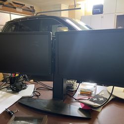 Dual LCD Monitor Lift Stand with Dell P2012H Monitors