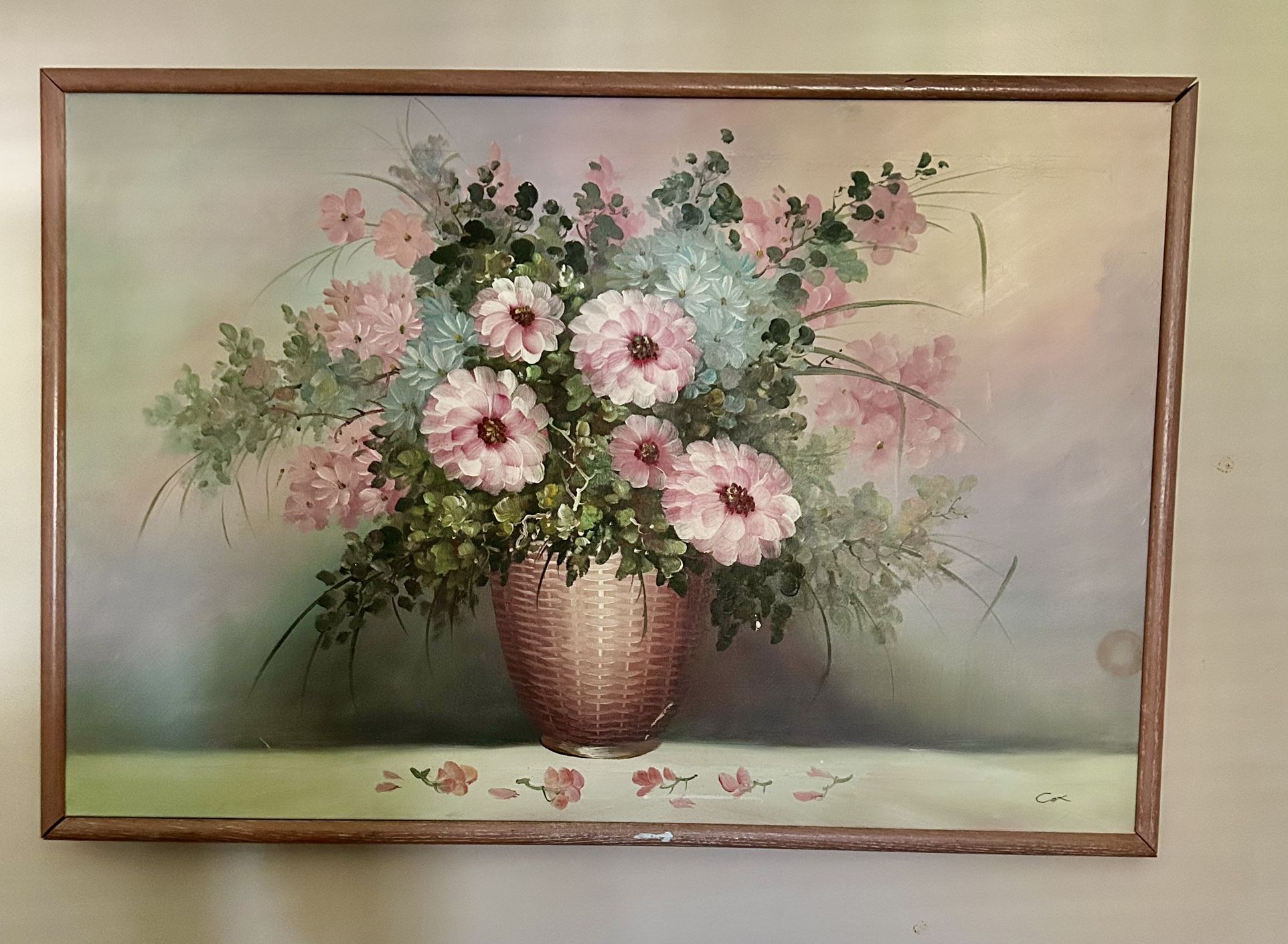 Robert Cox Large Still Life Flowers Oil Painting