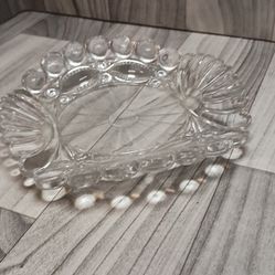 EAPG Curved/Ruffled Clear Glass Bowl