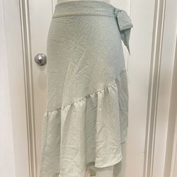 Seafoam Green Patterned Midi Skirt