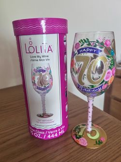 70th birthday wine glass
