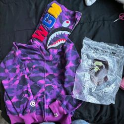 Purple Bathing Ape Shark Hoodie - S/M/L/XL/2XL/3L