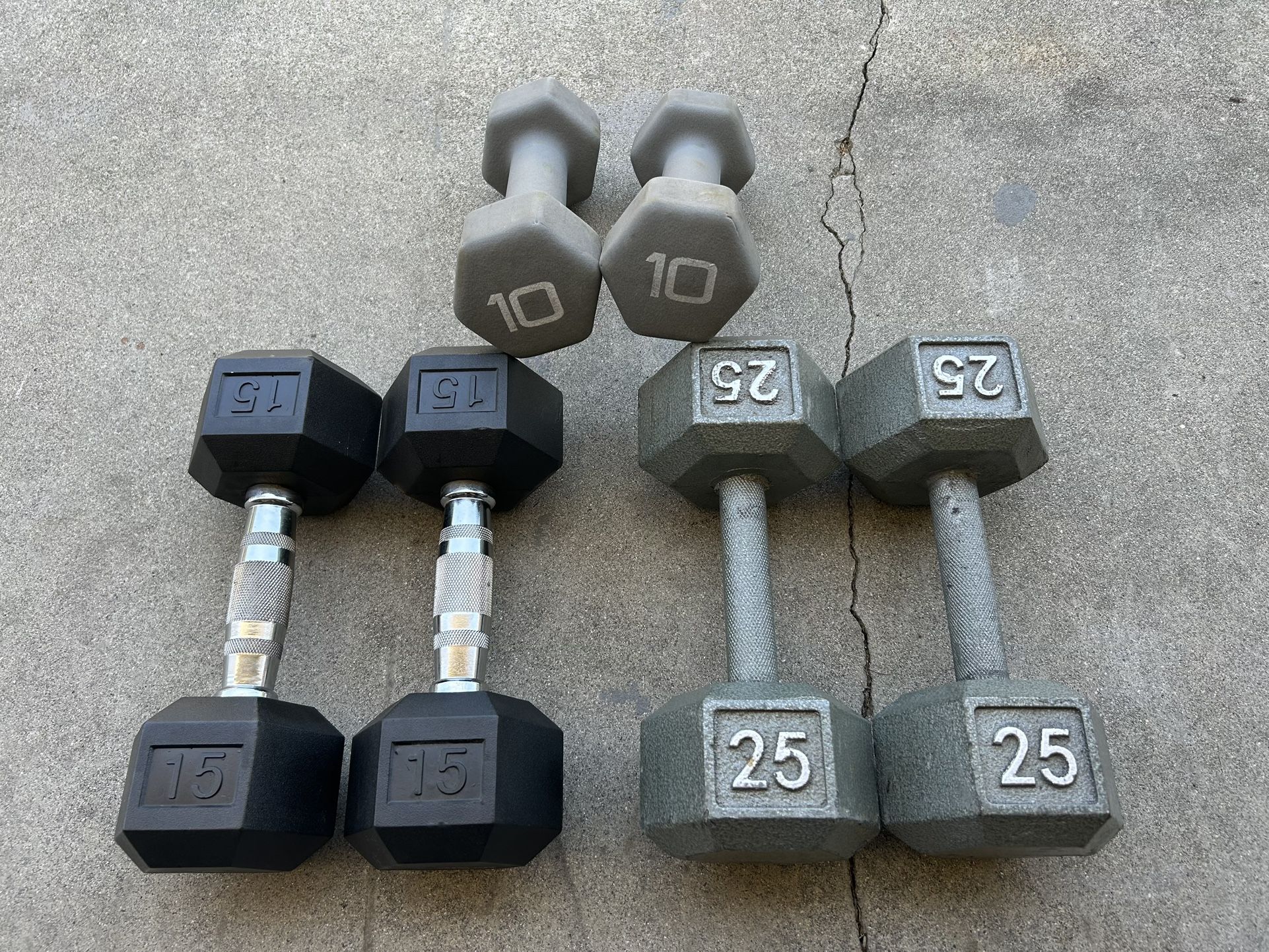 Set of Dumbbells - 10, 15, 25 lbs