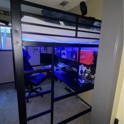 Full Size Loft Bed With Built In Desk N Mattress & dresser with mirror $450 Cash
