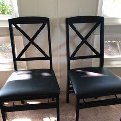 Two Wooden Folding Chairs 