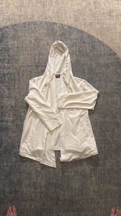 Eddie Bauer White Hooded Open-Front Cardigan