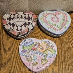 VALENTINES BRIGHTON  SET OF EMPTY HEART SHAPE TIN METAL BOX PRE-OWNED  +BONUS 