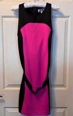 Michael Kors Black and Pink Colorblock Bodycon Dress