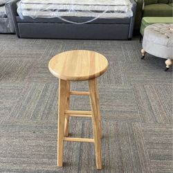 Natural Tan Wood Backless Indoor Kitchen Barstool, Fully Assembled, 29" High , New  