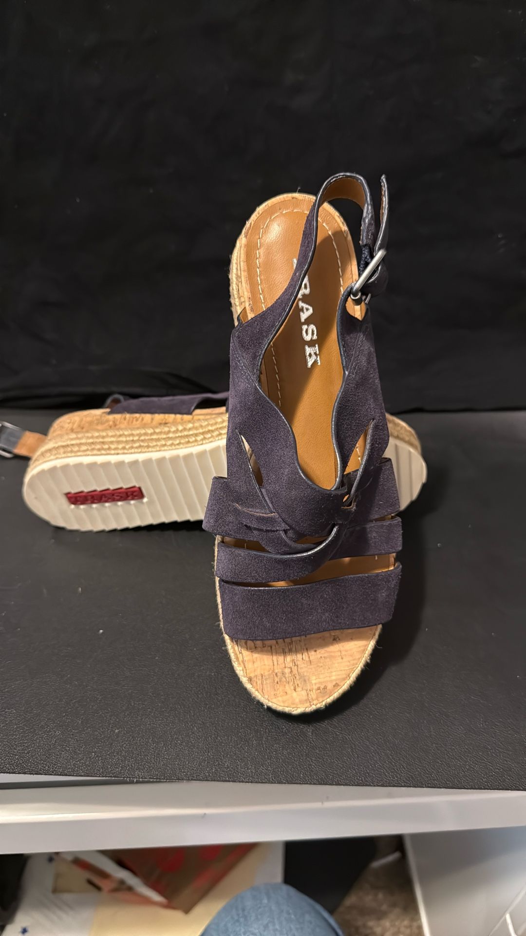 Navy Blue Leather Sandal