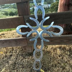 Chromed Horse Shoe Cross 