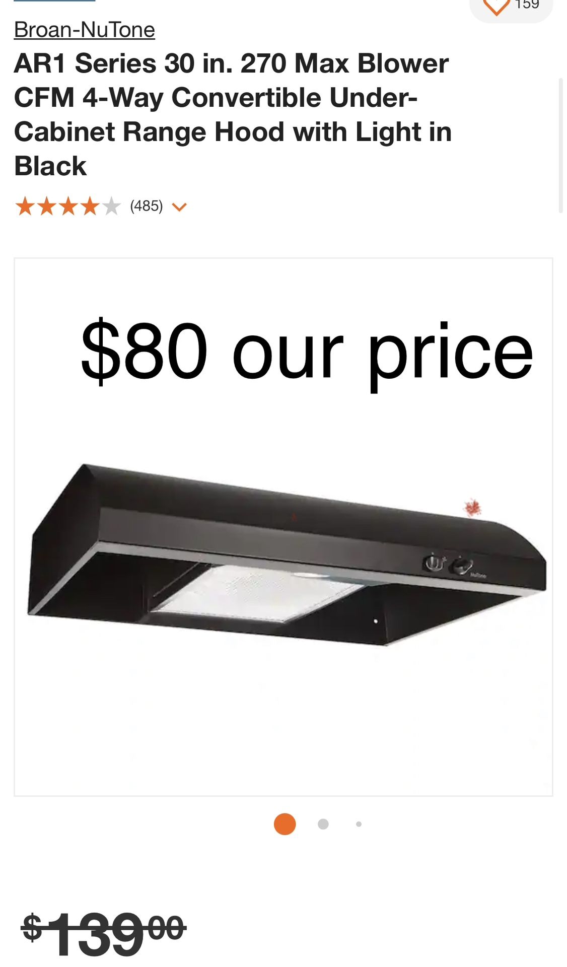 BroanNuTone AR1 Series 30 270 Max Blower CFM 4Way, 56 OFF