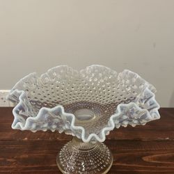 Fenton Hobnail Footed Bowl Dish French Opalescent #389 Rare Vintage MCM