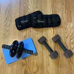 Ankle Weights, Dumbbells and Ab Roller