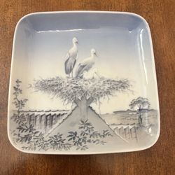 Bing & Grondahl "Storkereden" (Stork Nest) Square Porcelain Trinket Dish