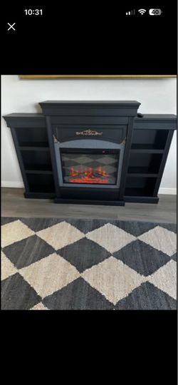 Ameriwood Home Lamont Mantel Fireplace with bookshelves real heat remotecontrolled new already built
