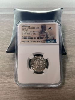 Levon I AR Tram Silver Coin (AD 1198–1219) – Armenia – NGC AU (PO1022782)