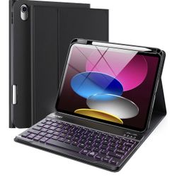  iPad A16 11th/10th Generation Case with Keyboard, 7 Color Backlight, Detachable Wireless Bluetooth Keyboard Case with Pencil Holder for iPad 2025/202