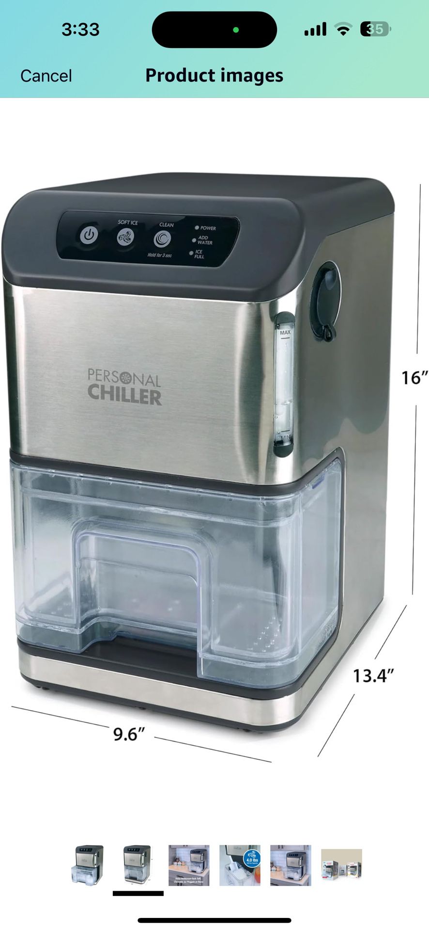 PERSONAL CHILLER Commercial Ice Maker Machine, 55Lbs/24H Self-Cleaning LCE Maker Machine, Soft Chewable Pellet LCE Machine for Home Bar, Coffee Shop, 