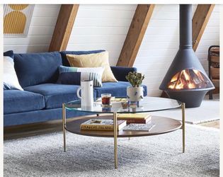 West Elm Mid-Century Art Display Round Coffee Table 34”