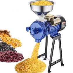 12@Electric Grain Mill Grinder, 3000W Spice Grinders, Commercial Corn Mill with Funnel, Thickness Adjustable Powder Machine, Heavy Duty Feed Flour Cer