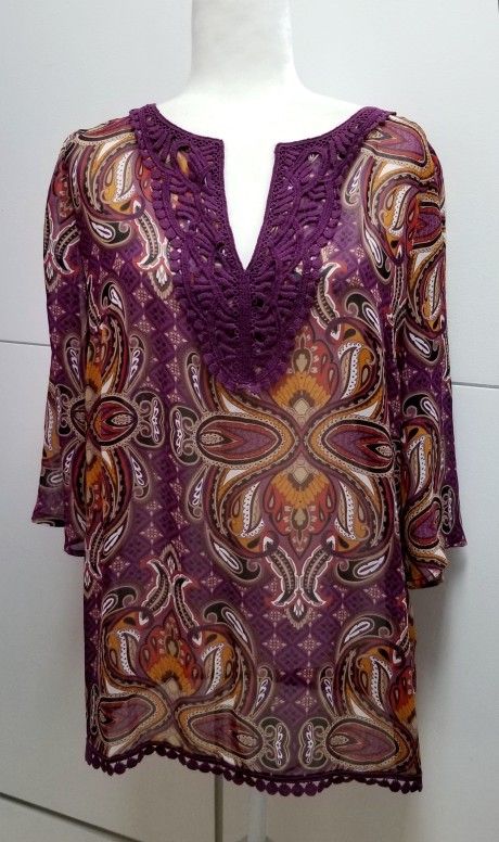 Womens Paisley Tunic Top L