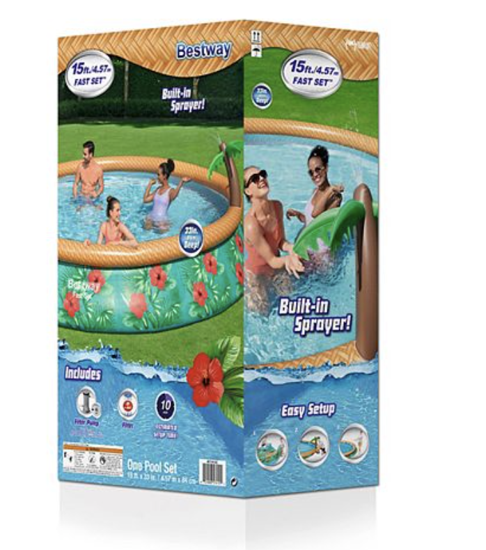New in box,Bestway Fast Set™ Paradise Palms Pool Set, pump and filter included