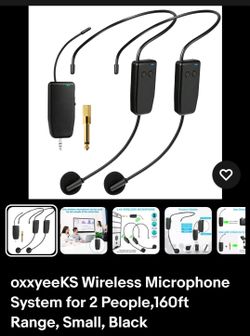 oxxyeeKS Wireless Microphone System for 2 People,160ft Range, Small, Black